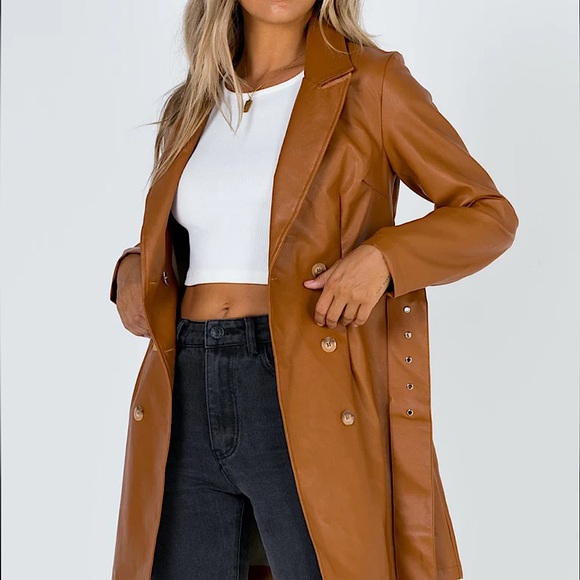 Princess Polly Leather Button Up Jacket - Picture 1 of 7